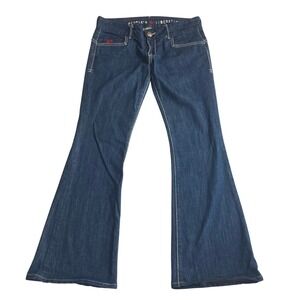 Peoples Liberation Jeans Sz 28 Mary Trouser‎ Flare Dark Wash Star Pocket USA Y2K